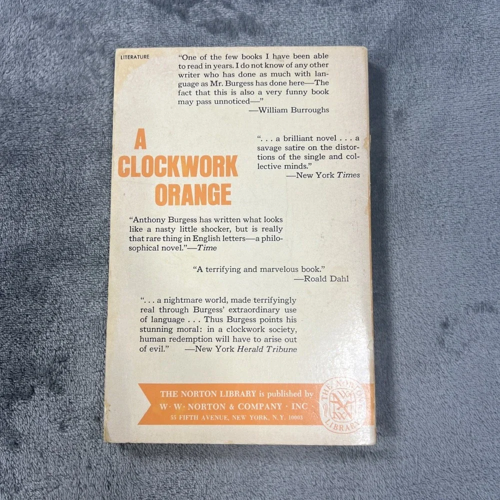 Vintage A Clockwork Orange‎ Anthony Burgess Book W. W. Norton & Co. 1963 PB